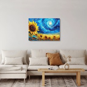 Tablou pe sticlă - Pictura floarea-soarelui (70x50 cm)
