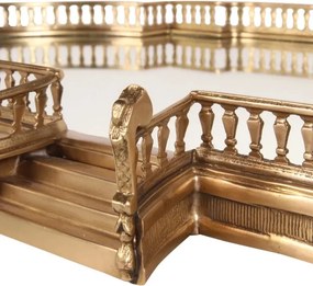 Tavă din alamă, auriu, cu fund din oglindă, balustradă cu baluștri și trepte sculptate, 8 x 85 x 51 cm, „Bérénice”