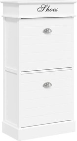 vidaXL Pantofar, alb, 50 x 28 x 98 cm, lemn de paulownia