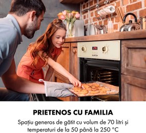 Klarstein Elizabeth, cuptor încorporat, design retro, 6 funcții, 50 - 250 ° C, crem
