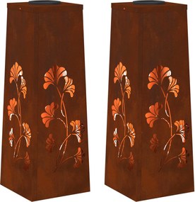 vidaXL Lumină LED Solară pentru Alei 2 pcs Ruginit