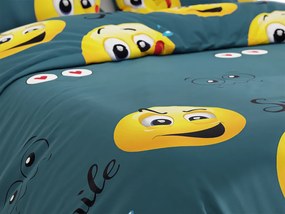 Lenjerie de pat din bumbac verde, SMILE