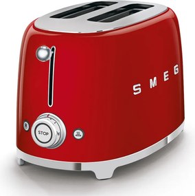 Prajitor de paine SMEG 50's Style TSF01RDEU, 950 W, 2 felii, 6 trepte, Tava pentru firimituri, Cablu integrat, Otel inoxidabil, Rosu