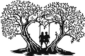 Decoratiune perete LOVE, negru, metal, 65x43 cm