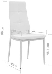 Scaune de bucatarie, 4 buc., alb, piele ecologica 4, Alb