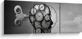 Tablou artistic cu cu cap și ceas (cu ceas) (90x30 cm)