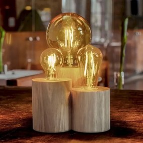 Spot-Light 2266374 - Lampă de masă VINCENT 3xE27/15W/230V, stejar