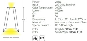 Aplica LED de perete pentru iluminat exterior, up/down, IP54 Ritu alb