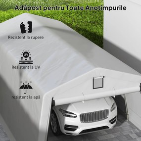 Outsunny Garaj Portabil, Carport Rezistent, Cort tip Garaj cu Copertină și 2 Ferestre de Ventilație și Ușă, 6.2x3.3x2.4 m, Gri | Aosom Romania