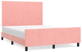 3125634 vidaXL Cadru de pat cu tăblie, roz, 140x190 cm, catifea