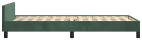Cadru de pat cu tablie, verde inchis, 90x200 cm, catifea Verde inchis, 90 x 200 cm, Culoare unica si cuie de tapiterie