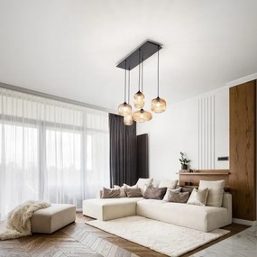 Lustră pe cablu GILLIS 5xE27/40W/230V auriu/transparent Fabas Luce 3627-48-125