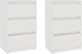 vidaXL Noptiere, 2 buc, alb, 40x29,5x64 cm, lemn masiv de pin