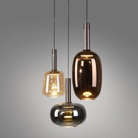 Lustra cu 3 pendule LED, inaltime reglabila, sticla, multicolor, IRIDES