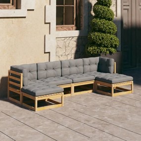 3077114 vidaXL Set mobilier de grădină cu perne, 6 piese, lemn masiv de pin
