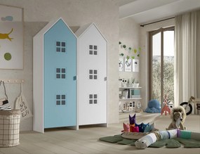 Set 2 dulapuri pentru copii Casami Bruges tip căsuță de plajă – Blue Ballet și alb – Vipack