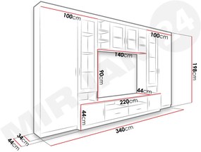 Mobilier living Merasoja (Stejar sonoma + Alb) (cu iluminat LED). 1104563