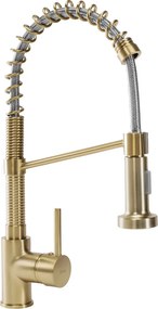 Baterie bucatarie cu pipa flexibila Rea Spring auriu periat