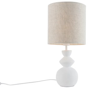 Lampa de masă de design cu abajur din stofă albă gri deschis 25 cm - Alisia