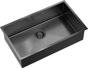 Chiuveta inox sub blat Quadron Unique Anthony 80 finisaj grafit 74x44 cm