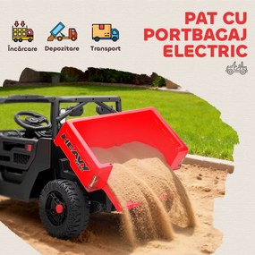 AIYAPLAY Mașină Electrică pentru Copii UTV 12V Off-road cu Portbagaj, 2 Motoare, Centură în 3 Puncte, Telecomandă, Suspensii, USB, Muzică, Lumini, 1.8-3.7 km/h, 3-8 Ani, Roșu | Aosom Romania