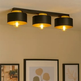 Plafonieră IGNIA 3 x E27, 60 W, 230 V, negru/auriu