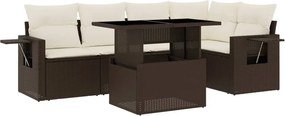 vidaXL Set canapele de grădină cu perne, 6 piese, maro, poliratan