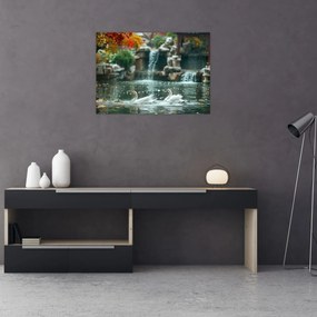 Tablou pe sticlă - iaz asiatic (70x50 cm)