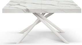 Masa extensibila Menego, blat ALB MARMORAT - 140 CM / 90 / H 77 - ALB