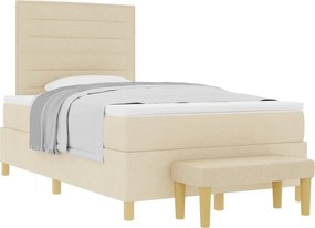 vidaXL Pat cu arcuri cu saltea cu headboard Crem 120 x 190 cm țesătură