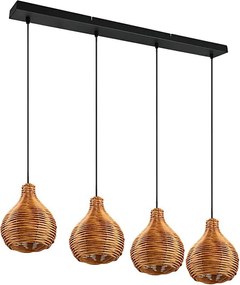 Reality SPROUT - Lustru suspendat pe cablu, 3x E14/40W/230V, maro/ratan