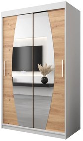 Dulap de haine 120 cm Eclipse (Alb mat + Stejar artisan). 1063387