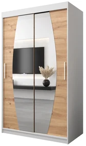 Dulap de haine 120 cm Eclipse (Alb mat + Stejar artisan). 1063387