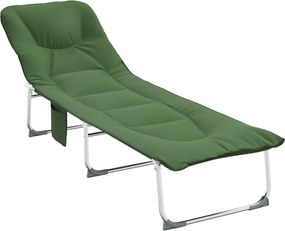 vidaXL Șezlong pliabil, verde închis, material textil