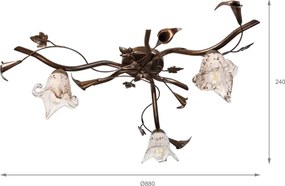 Lustră aplicată ROZETA 3xE14/40W/230V bronz