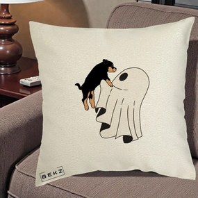 Perna Decorativa Caine Rottweiler Fantoma Halloween, 40x40 cm, Ecru, Husa Detasabila, Perna Inclusa, BEKZ®