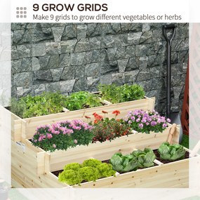 Outsunny Pat de Grădină Înălțat cu 9 Grile de Cultivare și 3 Niveluri, Țesătură Netesută pentru Legume și Flori, Interior și Exterior | Aosom Romania