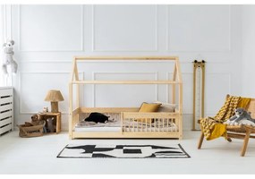 Pat pentru copii în culoare naturală de tip casă din lemn de pin 70x140 cm Mila MBW – Adeko