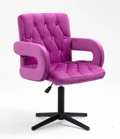 HR8404CROSS Scaun Catifea Fucsia cu Bază Neagră