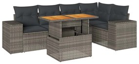 3327378 vidaXL Set mobilier grădină cu perne, 6 piese, gri, poliratan