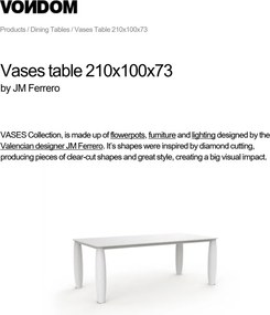 Masa dining de exterior / interior design modern premium VASES 210x100cm