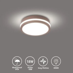 Brilagi - Plafonieră LED de exterior BENE, 18 W, 230 V, Ø 21,5 cm, maro, IP54