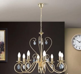 Candelabru 8 brate stil clasic cu cristale K9 Alessia auriu