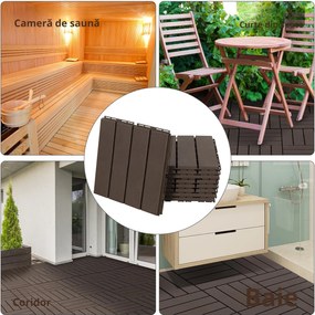 Outsunny Set Plăci de Gresie pentru Pavaj Terasă 30x30x2cm 0.81mq Maro | Aosom Romania
