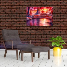 Tablou pe sticlă cu pădurea fermecată (70x50 cm)