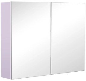 HOMCOM Dulapior de Baie cu Oglinda si 3 Rafturi din MDF Violet 80 x 60 x 15cm | Aosom Romania