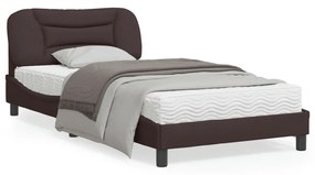 3207754 vidaXL Cadru de pat cu tăblie, maro închis, 100x200 cm, textil