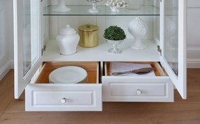 Vitrină lemn masiv alb 2 Uși Elizabeth, 100 × 48 × 200 cm
