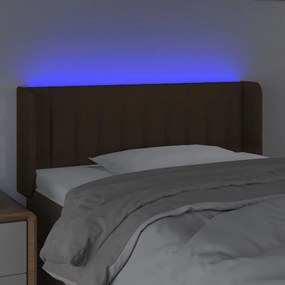 Tablie de pat cu LED, maro inchis, 103x16x78 88 cm, textil 1, Maro inchis, 103 x 16 x 78 88 cm