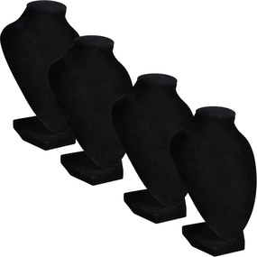 vidaXL Suport bijuterii flanel pentru colier, negru, 9 x 8,5 x 15 cm, 4 buc